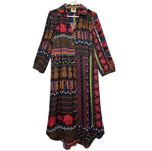 Farm Rio for Anthropology Ciela Midi Shirtdress Vibrant Artsy No Belt Size Small